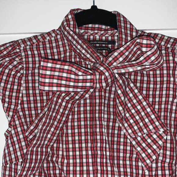 Club Monaco Plaid Cap Sleeve Shirt - Picture 2 of 7